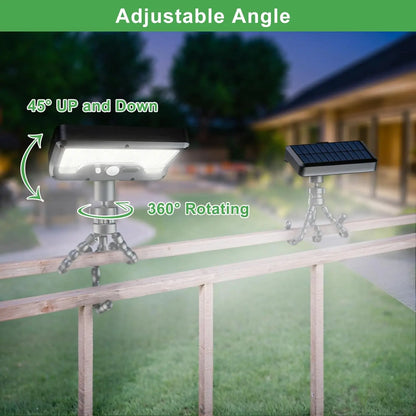 Illuminate Your Outdoors with 92 LED Solar Motion Sensor Lights - Adjustable Octopus Stand, USB & Solar Powered, 3 Smart Modes, IP65 Waterproof for Gardens and Gates