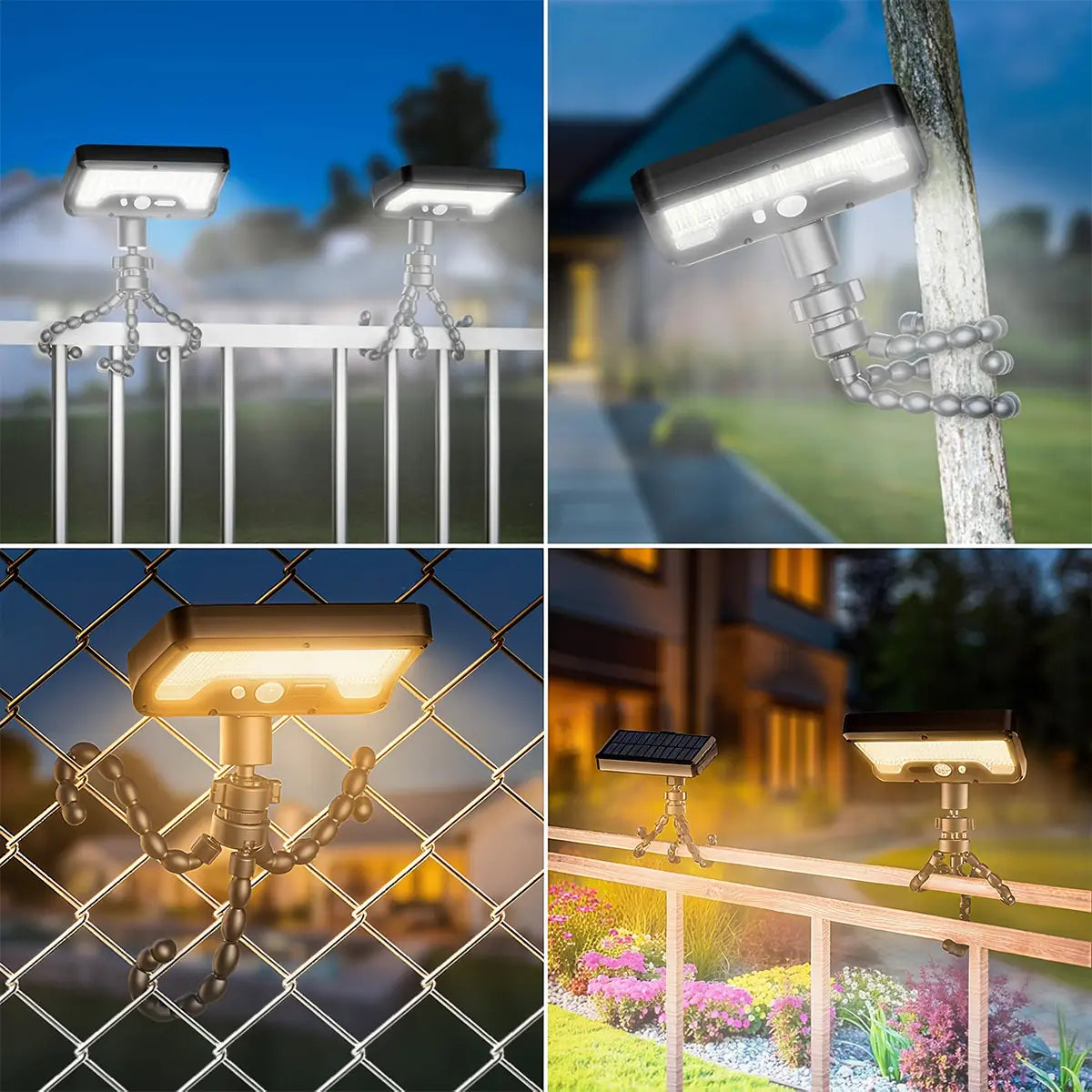 Illuminate Your Outdoors with 92 LED Solar Motion Sensor Lights - Adjustable Octopus Stand, USB & Solar Powered, 3 Smart Modes, IP65 Waterproof for Gardens and Gates