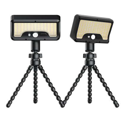 Illuminate Your Outdoors with 92 LED Solar Motion Sensor Lights - Adjustable Octopus Stand, USB & Solar Powered, 3 Smart Modes, IP65 Waterproof for Gardens and Gates