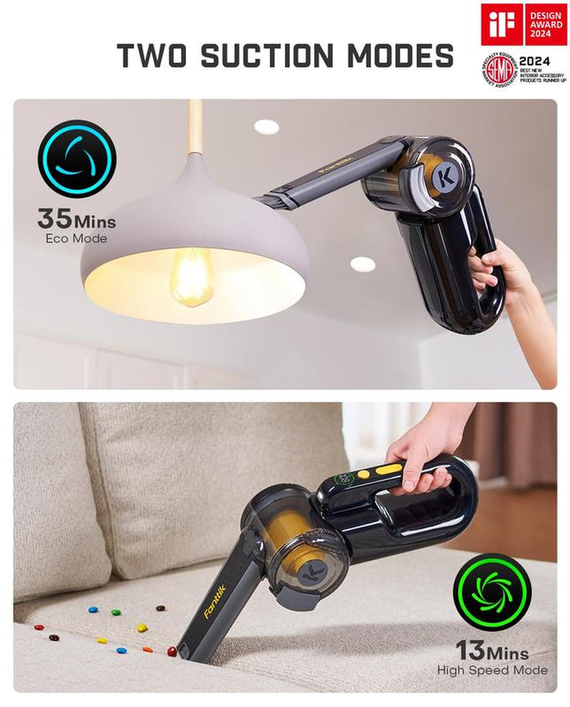 Fanttik Fold V10 Apex Pivot Cordless Car Vacuum, 17000Pa Handheld Vacuum Suction Power, Smart LED Display, Portable for Car Home Pet (Deluxe with Flexible Hose&Pet Brush)