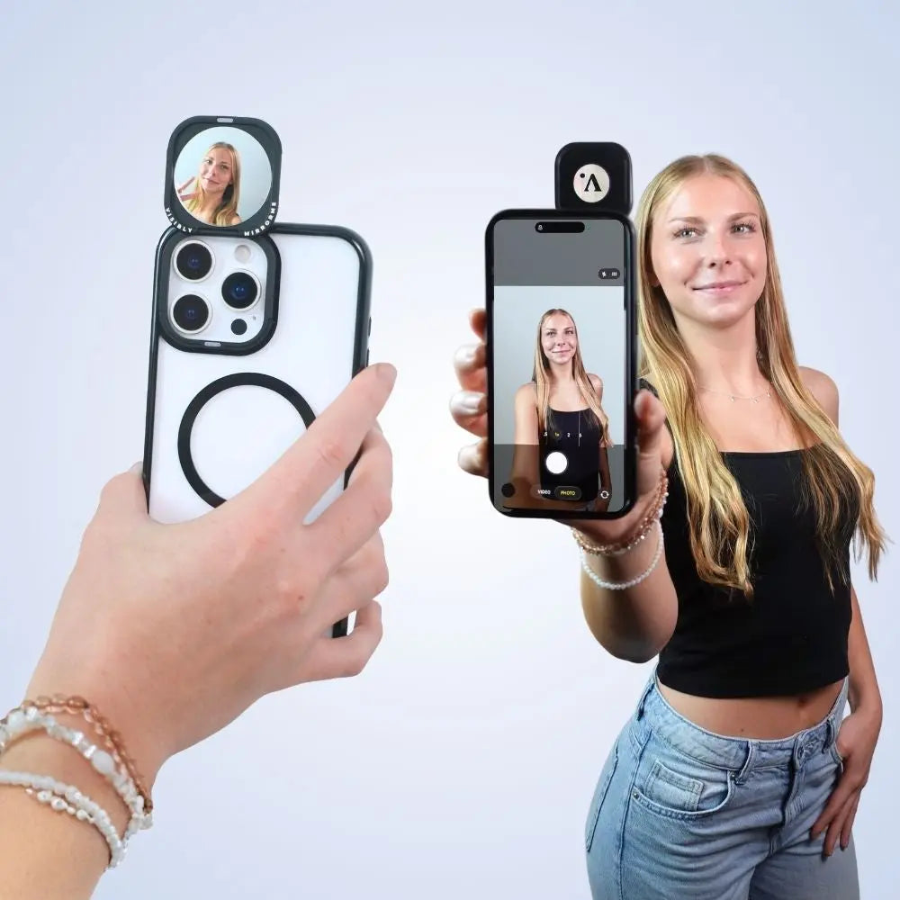 Mirrorme Phone Case with Built-In Mirror for Back Camera Selfies & Filming | Magsafe Kickstand Case