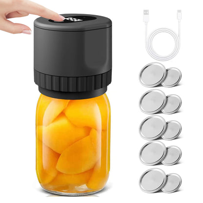 Cordless Electric Mason Jar Vacuum Sealer Kit - Effortless Food Storage & Preservation with Automatic Sealing and Rechargeable Design