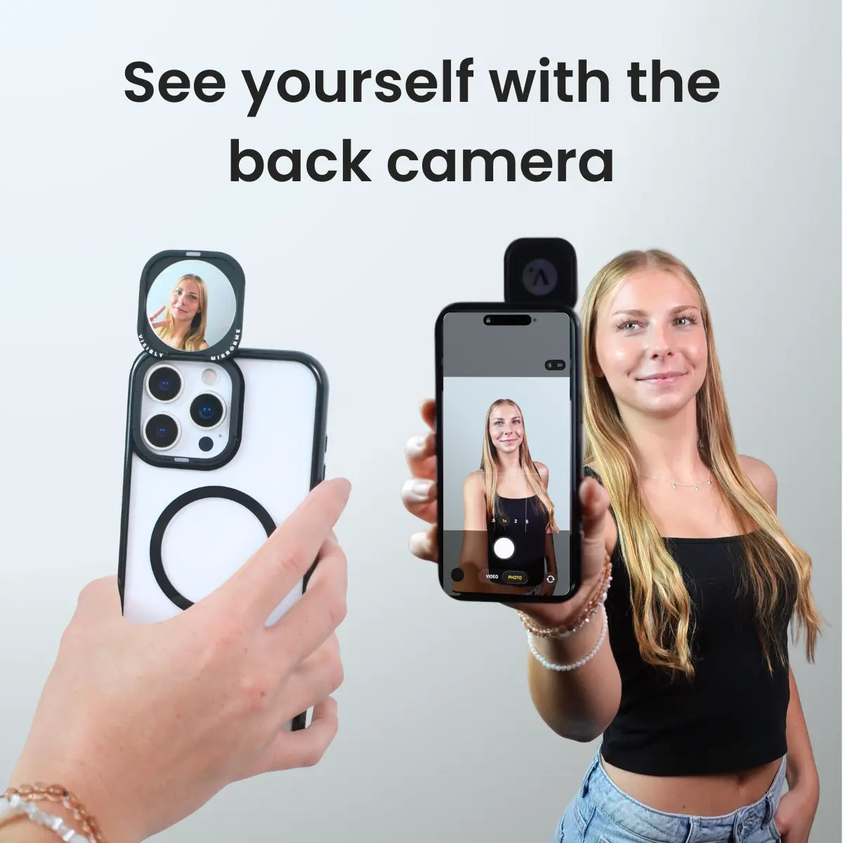 Mirrorme Phone Case with Built-In Mirror for Back Camera Selfies & Filming | Magsafe Kickstand Case