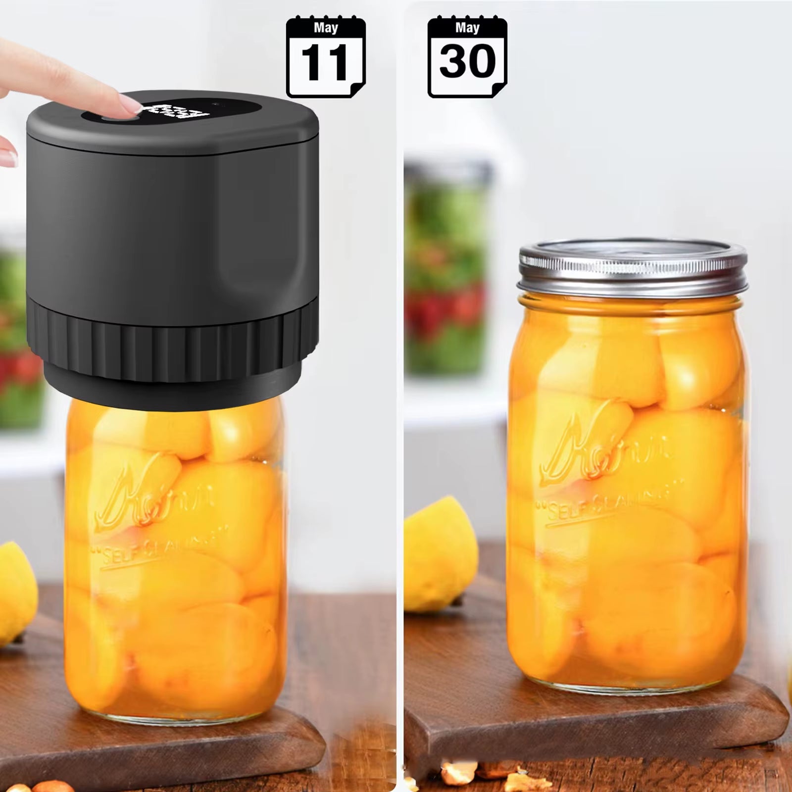 Cordless Electric Mason Jar Vacuum Sealer Kit - Effortless Food Storage & Preservation with Automatic Sealing and Rechargeable Design