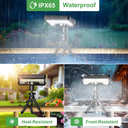 Illuminate Your Outdoors with 92 LED Solar Motion Sensor Lights - Adjustable Octopus Stand, USB & Solar Powered, 3 Smart Modes, IP65 Waterproof for Gardens and Gates